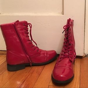 ❤️RED LEATHER COMBAT BOOTS❤️